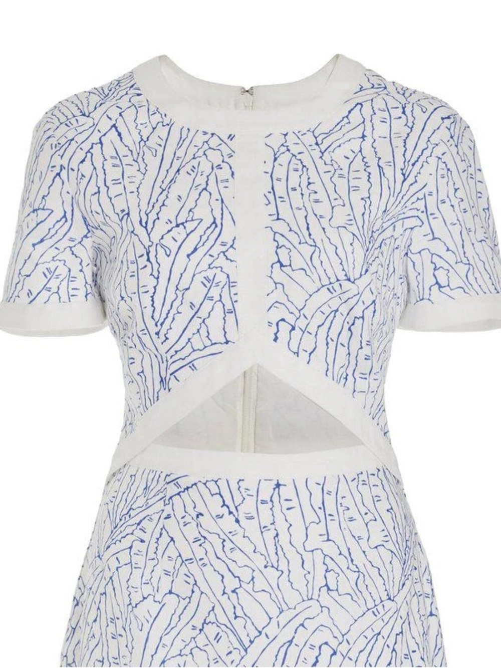 STAUD Perla Linen Mini Dress Blue Palm | Sz 8 - Picture 3 of 6